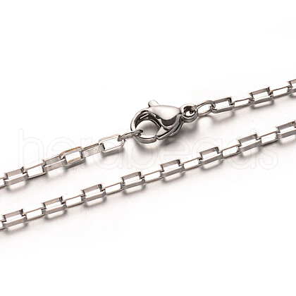 304 Stainless Steel Box Chain Necklaces NJEW-M124-05P-1