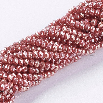 Electroplate Glass Beads Strands X-GLAA-F078-FR07-1