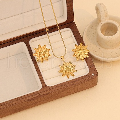 304 Stainless Steel Daisy Flower Pendant Necklaces for Women FS-WGB7A35-04-1
