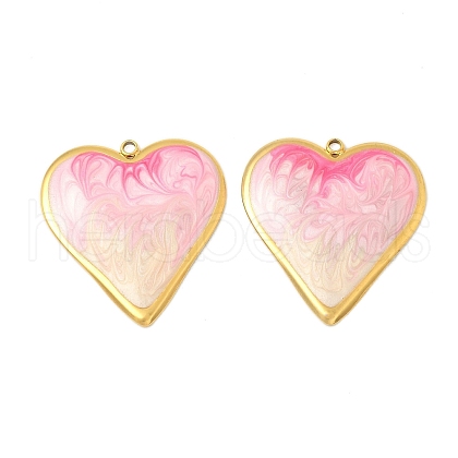 304 Stainless Steel Enamel Pendants STAS-V015-42G-02-1