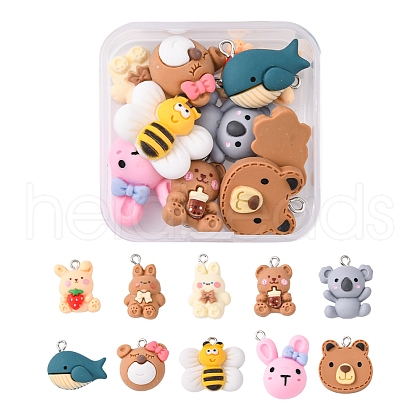 10Pcs 10 Style Animal Resin Pendants RESI-YW0001-21-1