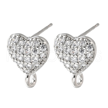 Brass Micro Pave Cubic Zirconia Stud Earring Findings KK-Z102-12P-1