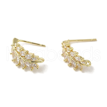 Brass Micro Pave Cubic Zirconia Ear Wire Findings KK-K371-08G-1