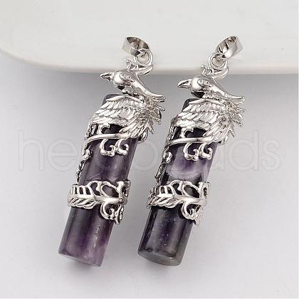 Column Natural Amethyst Pendants G-E332-D07-1