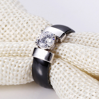 Flat Round Porcelain Finger Rings for Women Men FS-WG6D31E-09-1