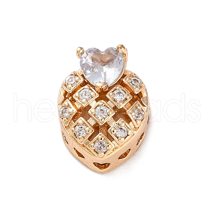 Rack Plating Brass Micro Pave Cubic Zirconia Beads KK-Z082-08G-1