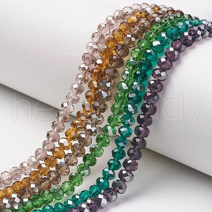 Electroplate Transparent Glass Beads Strands EGLA-A034-T6mm-E-1