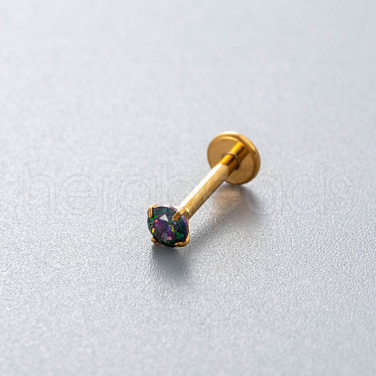 G23 Titanium Alloy Cubic Zirconia 17 Gauge Flat Round Threadless Labrets WG94BD7-44-1