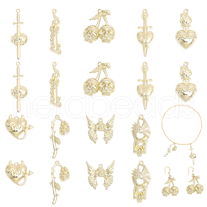 CHGCRAFT 18Pcs 9 Style Rack Plating Alloy Pendants FIND-CA0007-41-1