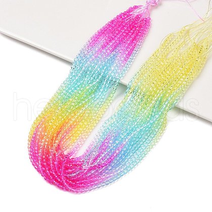 Transparent Gradient Color Glass Beads Strands GLAA-H021-01C-46-1
