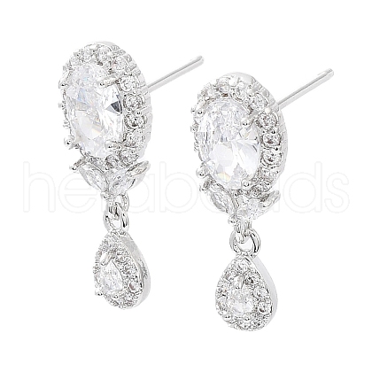 Glass Teardrop Dangle Stud Earrings KK-C031-19P-1