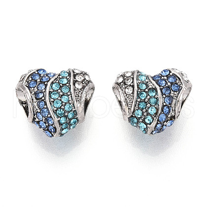 Alloy Rhinestone European Beads FIND-N009-12P-1