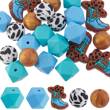 SUNNYCLUE 25Pcs 5 Styles Silicone Beads SIL-SC0002-08-1