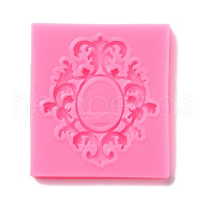 Retro Embossed Lacy Oval Fondant Molds DIY-E054-06-1
