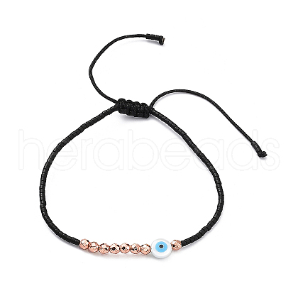 Adjustable Resin Evil Eye & Plastic & Miyuki Seed Braided Beaded Bracelet for Women BJEW-O187-07A-1