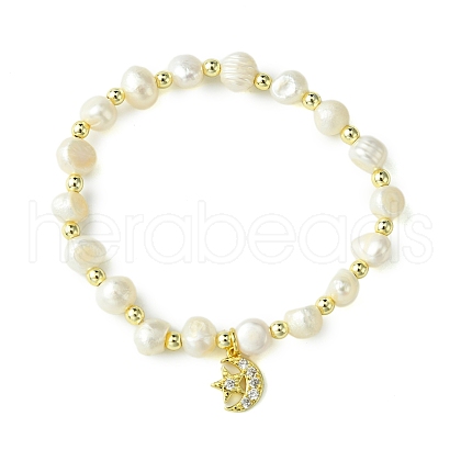 Mother's Day Jewellery Natural Cultured Freshwater Pearl Beads Stretch Bracelets BJEW-JB10739-1