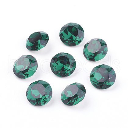 Pointed Back & Back Plated Glass Rhinestone Cabochons X-RGLA-J012-8mm-205-1