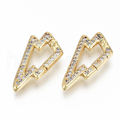 Brass Micro Pave Clear Cubic Zirconia Twister Clasps ZIRC-S067-122-NF-1