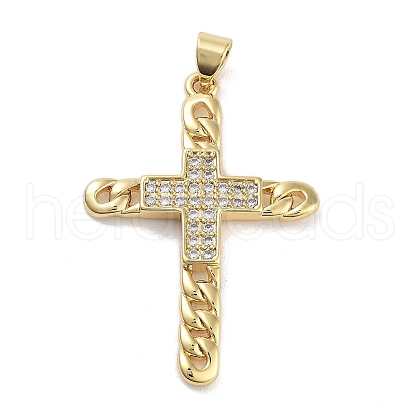 Rack Plating Brass Clear Cubic Zirconia Pendants KK-M293-12G-1