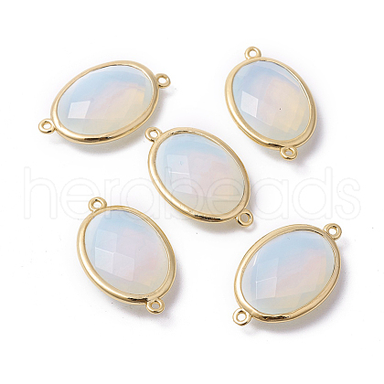 Golden Tone Brass Opalite Links connectors G-F339-A11-1
