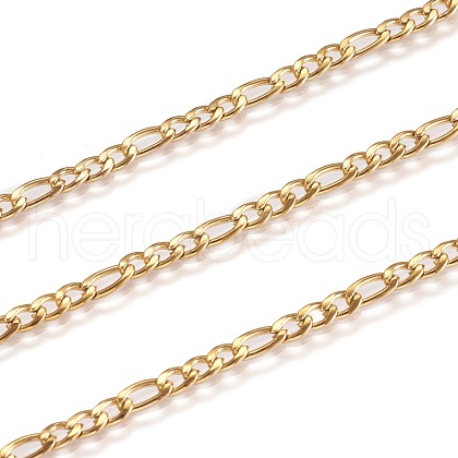 3.28 Feet Ion Plating(IP) 304 Stainless Steel Figaro Chains X-CHS-H007-30G-1