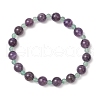 2Pcs Natural Green Aventurine & Amethyst Round Beaded Stretch Bracelets for Women BJEW-JB11928-3