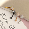 304 Stainless Steel Micro Pave Clear Cubic Zirconia Flower Curved Barbell Cartilage Earrings WG168AC-01-4