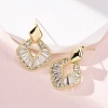 Rhombus Brass Micro Pave Clear Cubic Zirconia Dangle Stud Earrings EJEW-F373-02G-4