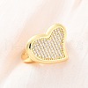 Brass Micro Pave Clear Cubic Zirconia Cuff Rings for Women RJEW-U047-16G-1