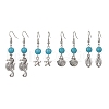 4 Pairs 4 Styles Synthetic Turquoise Beaded Dangle Earrings EJEW-JE05496-S-1