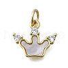 Brass Micro Pave Clear Cubic Zirconia Crown Charms KK-V010-27G-1