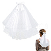 Bowknot Polyester Long Mesh Tulle Bridal Veils OHAR-WH20005-06-1