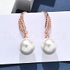 Round Brass Micro Pave Clear Cubic Zirconia Dangle Earrings EJEW-D318-01RG-1