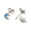 Enamel Crescent Moon with Star Stud Earrings with 316 Surgical Stainless Steel Pins EJEW-A081-05P-3