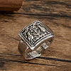 Rectangle with Bird & Flower Pattern Alloy Finger Rings FS-WGF2270-03-1