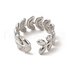 Non-Tarnish 304 Stainless Steel Leafy Branch Open Cuff Ring for Women RJEW-P081-01P-3