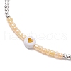 Brass Round Beads Braided Bead Bracelets for Women BJEW-JB11718-04-3