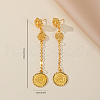 Vintage Flower with Coin Brass Tassel Stud Earrings WA2971-2