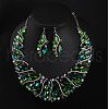 Alloy Rhinestone Pendant Necklaces & Teardrop Stud Dangle Earring Sets for Women WG99E9F-02-1
