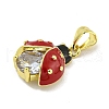 Rack Plating Brass Micro Pave Clear Cubic Zirconia with Enamel Pendant KK-B091-37G-02-2