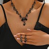 Flower Alloy Rhinestone Pendant Necklaces & Stud Dangle Earrings Sets FS-WG11FB6-01-2