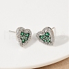 Heart Brass Micro Pave Cubic Zirconia Stud Earrings EJEW-M082-15P-5