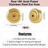 Beebeecraft 6Pcs 304 Stainless Steel Ear Nuts STAS-BBC0005-38G-2