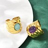 316 Stainless Steel with Natural Mixed Gemstone Cuff Rings RJEW-Z098-01G-16-3