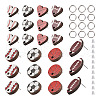 16Pcs 8 Style Baseball & Oval with Rugby & Heart Wood Stud Earring Findings WOOD-TA0001-95-1