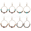 ANATTASOUL 4 Pairs 4 Style Bohemia Glass & Acrylic Beaded Circle Ring Dangle Earrings EJEW-AN0002-95-1