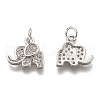 Brass Micro Pave Clear Cubic Zirconia Charms ZIRC-C020-35-6