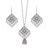 Bohemian Style Alloy & Synthetic Turquoise Pendant Bell Tassel Necklaces & Dangle Earring FS-WGA0D62-03-2
