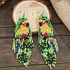 Bohemian Style Parrot Pattern Glass Bead Handmade Dangle Earrings ZM7792-2