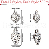 SUNNYCLUE 100Pcs 2 Styles Tibetan Style Alloy Pendants FIND-SC0011-86-2